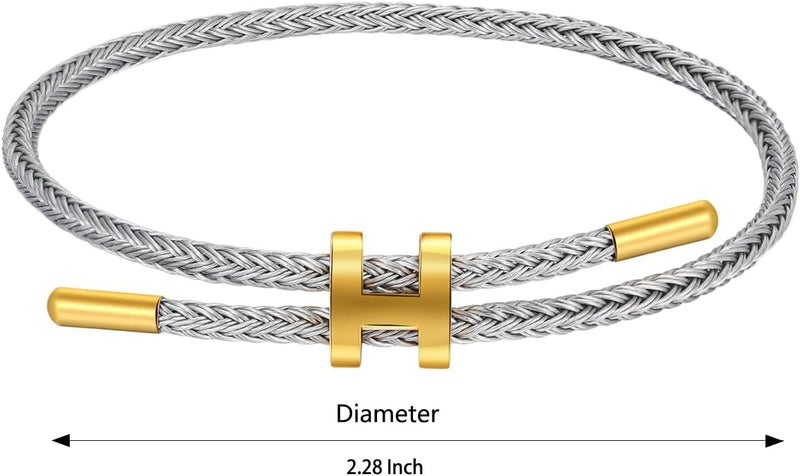 AIMADE Store Bracelets for Women Adjustable Charm Bracelet, 18k Gold-plated Buckle Design Titanium Steel Wire Rope Women's Gift Jewelry - Image 2